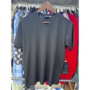 Ribbed Performance T Shirt M Men's Black Ribboned Striped Comfort Activewear Tee